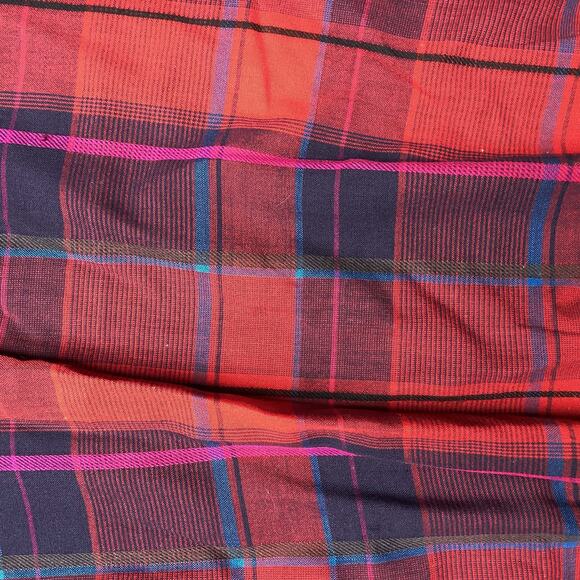 Vintage 1980s F.A. Chatta Ltd Midi Pleated Plaid Skirt Red Blue Black Women's 16 - Picture 6 of 7